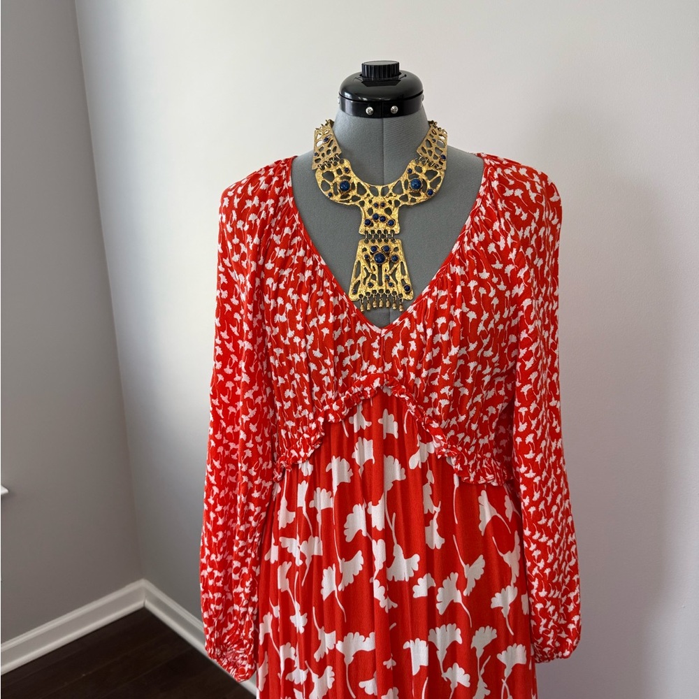 Orange & White DVF long maxi dress
